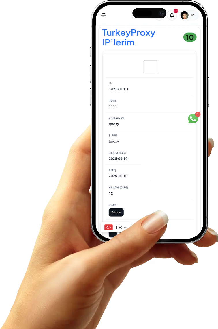 TurkeyProxy mobil panel